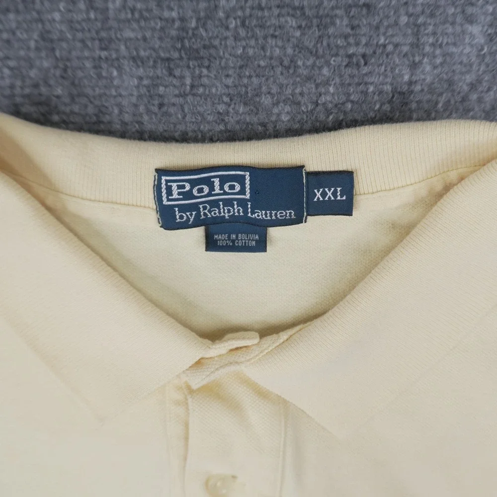 Polo Ralph Lauren Polo Shirt Mens XXL Yellow Short Sleeve Pique Pony Logo‎
